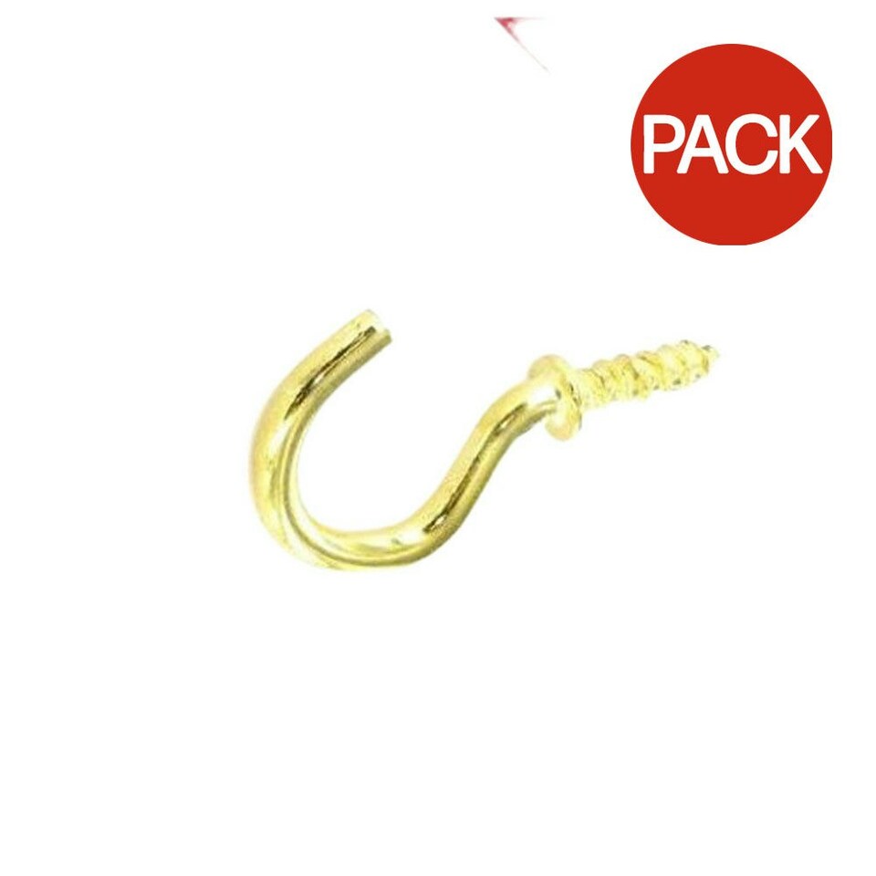Securpak Brass Plated Cup Hooks (Pack of 20) - Gold - 32mm