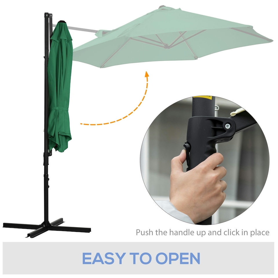 image 1 of Outsunny 2.5M Patio Umbrella with 360 Rotation and Base, Green