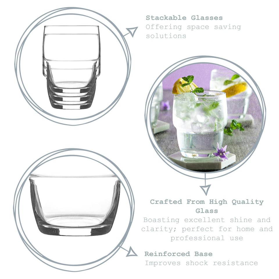 image 1 of LAV Galata Stacking Tumbler Glasses - 285ml - Clear - Pack of 6 Clear
