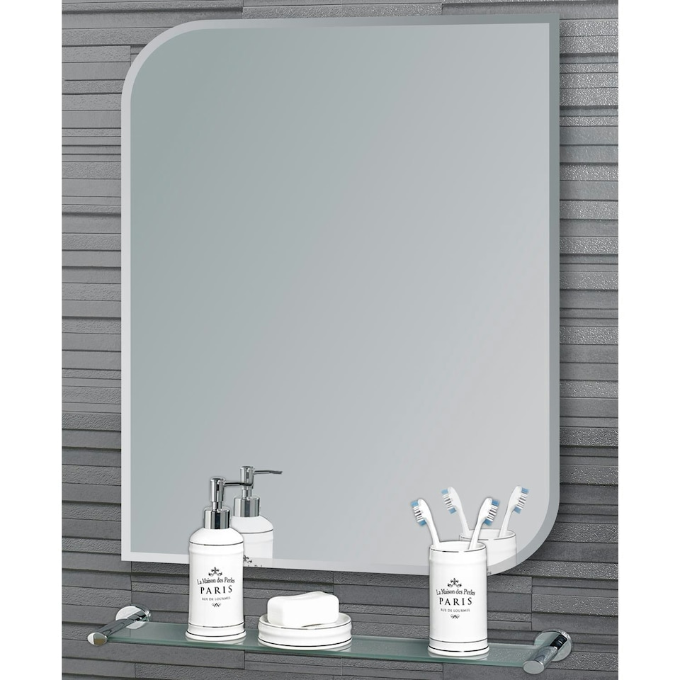 image 1 of Showerdrape Islington Rectangular Wall Mounted Frameless Bevelled Edge Bathroom Mirror 70 x 50cm