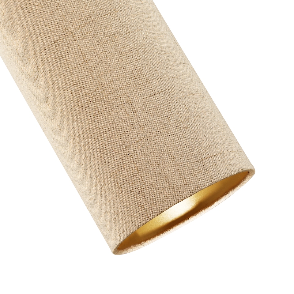 image 1 of Modern and Stylish Stitched Effect Taupe Linen Fabric Cylindrical 25cm Lampshade | Cream | 10"