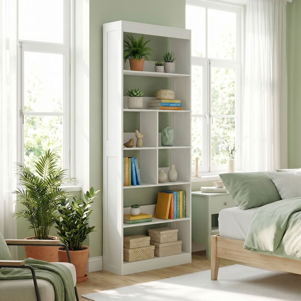 image 1 of HOMCOM Bookcase, 6-Tier Bookshelf with Anti-Tipping Design