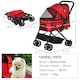 image 4 of PawHut Pet Stroller Dog Foldable Travel Carriage with Reversible Handle, Red