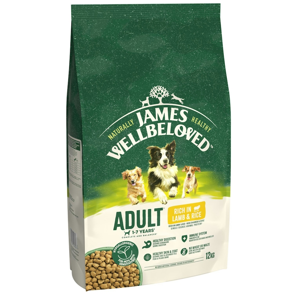 image 1 of James Wellbeloved 1-7 Years Adult Dry Dog Food Rich in Lamb & Rice 12kg