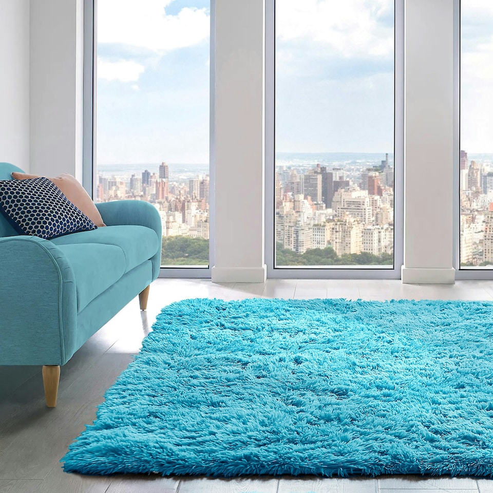image 1 of Home Republic Alaska Sponged Shaggy Rug - 160 x 230 Blue