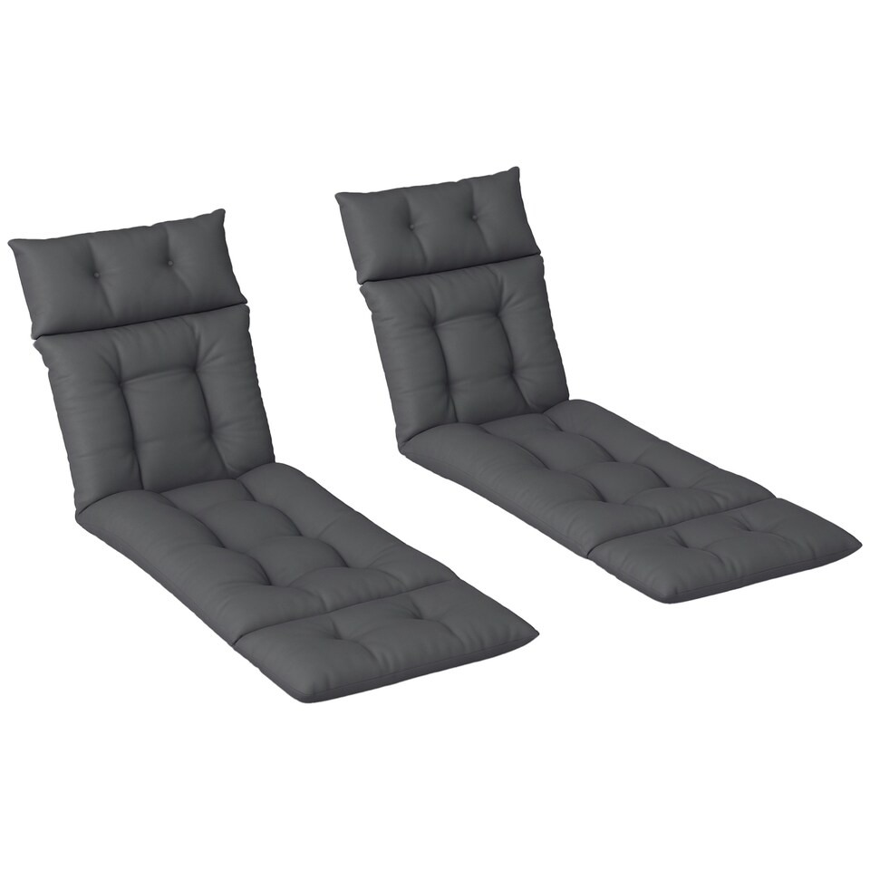 image 1 of Outsunny Garden Lounge Chair Cushions Set of 2, 220gsm Fabric 