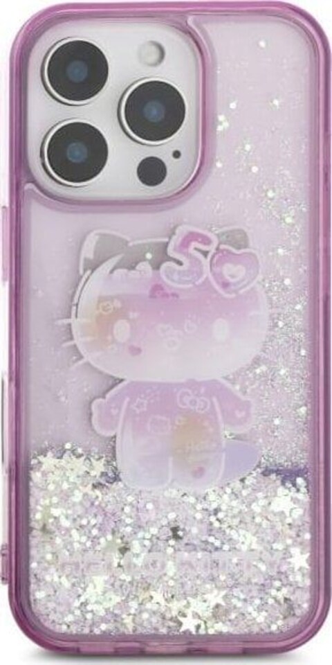 image 1 of Hello Kitty Liquid Glitter 50th Anniversary Party Case for iPhone 16 Pro Max 6.9 Purple - HKHCP16XL50PPU
