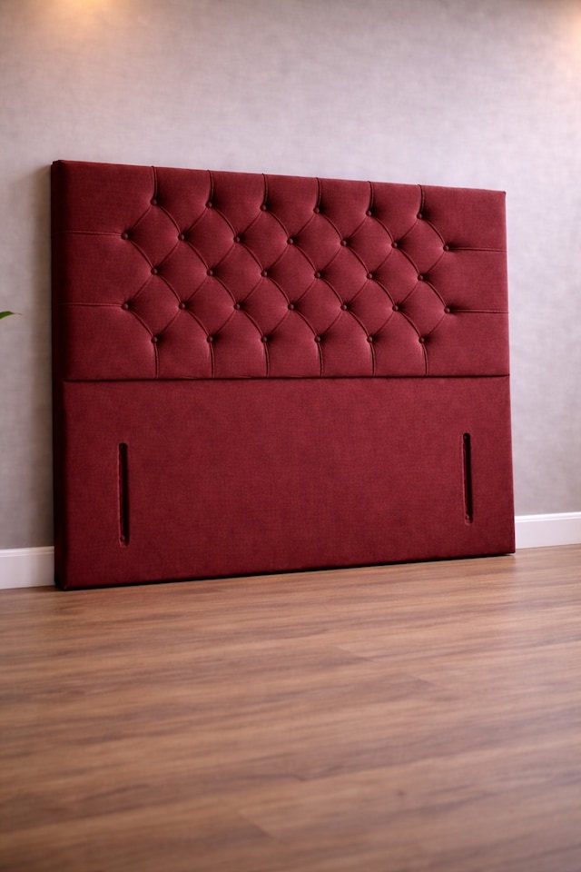image 1 of Floorstanding Headboard Maroon Plush Chesterfield 4FT6 Double  54inch High