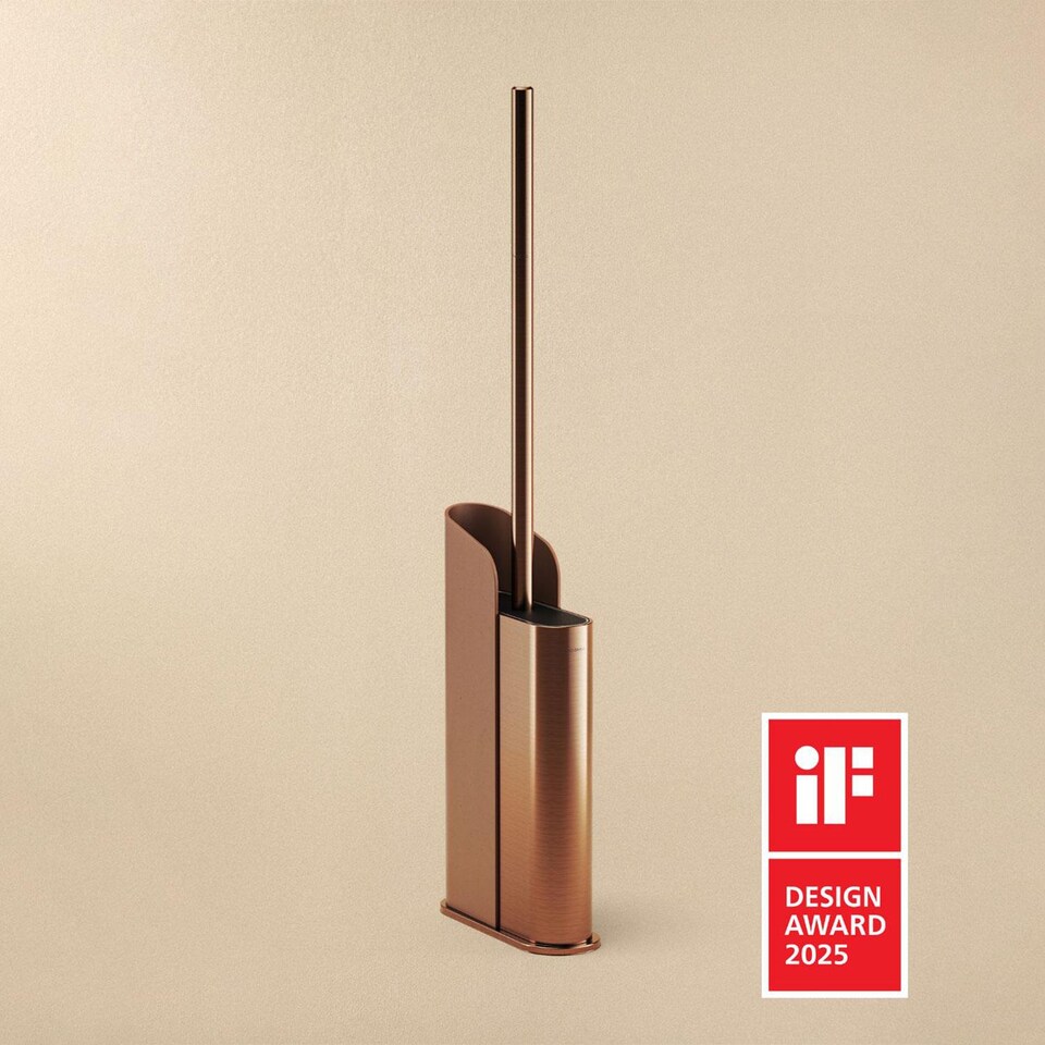 image 1 of COSMIC Silicone Toilet Brush, Floor or Self-Adhesive Copper PVD, Flat Collection