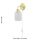 image 5 of Toby - Satin Brass Plug in Wall Light with Lozenge Ribbed Glass Shade