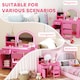 image 8 of AIYAPLAY Kids Vanity Table and Chair Set, Girls Dressing Table with 2-Colour LED Mirror, Stool, Cabinet, Drawer, Bookshelf and Shelves for Ages 3-8 Years | Pink
