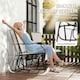image 3 of Outsunny Double Glider Companion Rocking Chairs Loveseat Garden Table Beige