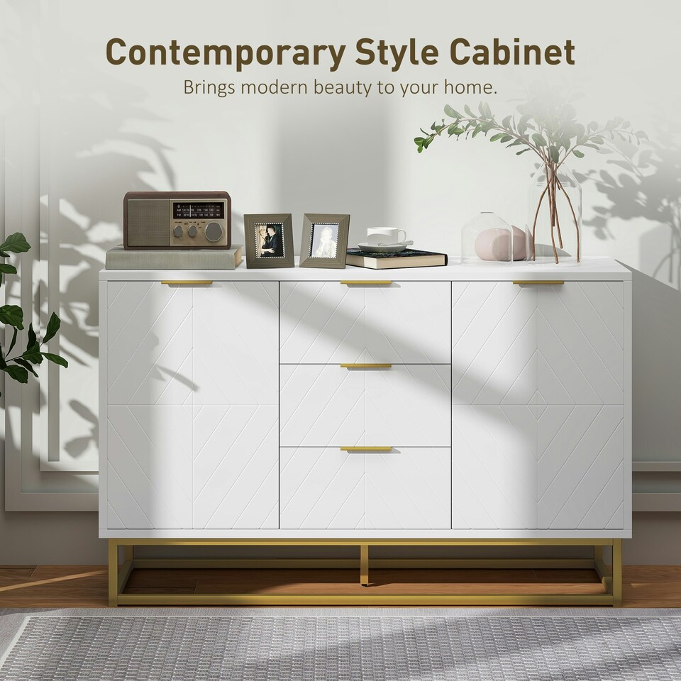 image 1 of HOMCOM Sideboard Storage Cabinet with Adjustable Shelves White