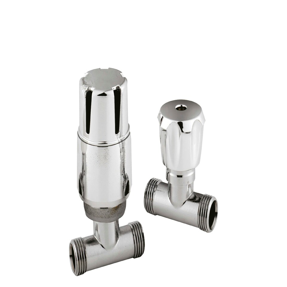 image 1 of Straight Thermostatic Radiator Valves, Sold in Pairs - Chrome