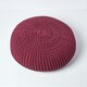 image 3 of Homescapes Plum Large Round Cotton Knitted Pouffe Footstool