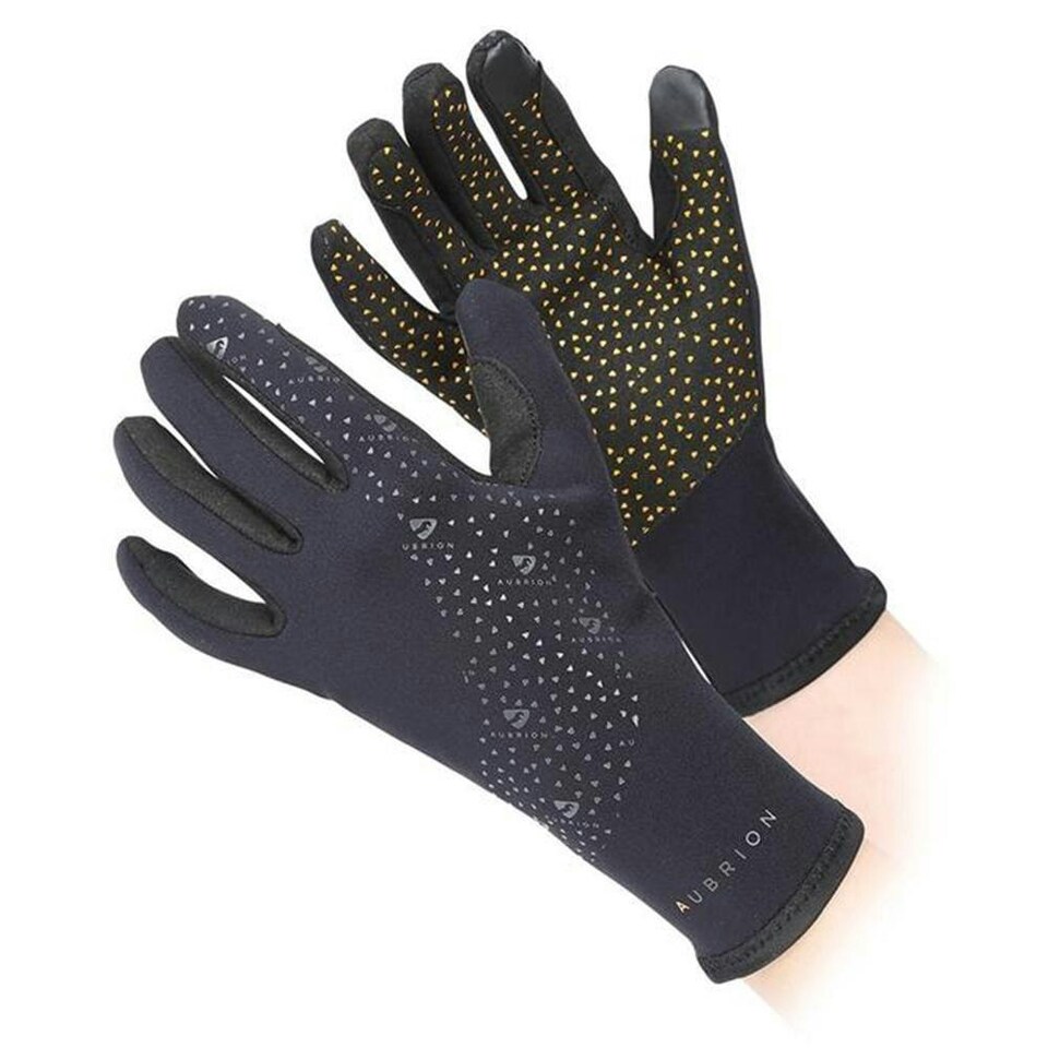 image 1 of Aubrion Neoprene Super Grip Horse Riding Gloves Black | Size: Large
Colour: Black