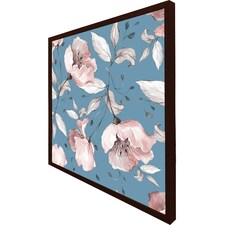 Pink flowers on blue (Picutre Frame) Brown | XL