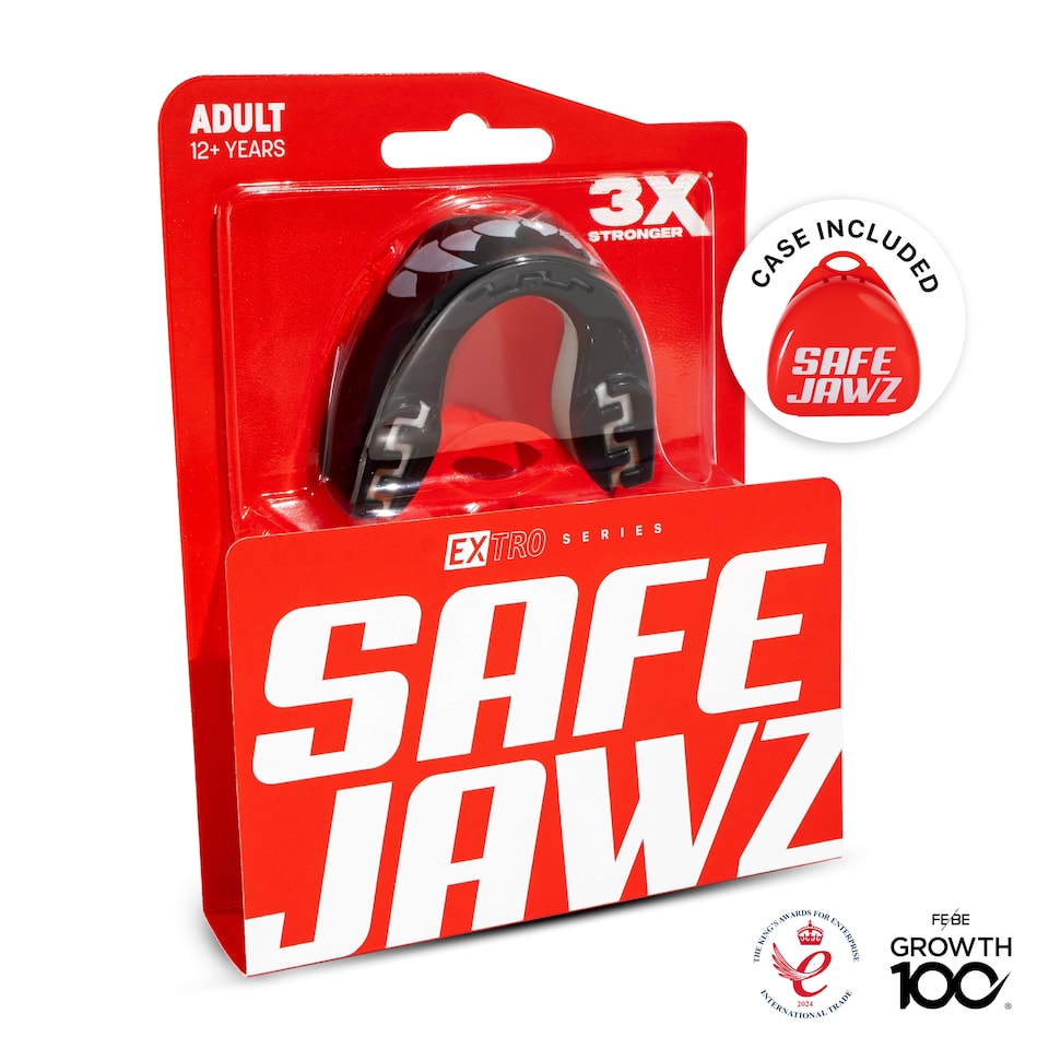 image 1 of SAFEJAWZ Extro Sports Mouth Guard Black Fangz Adult/Junior