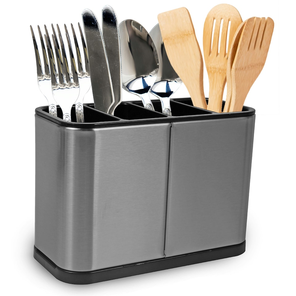 image 1 of Kitchen Utensils Caddy Stainless Steel Cutlery Holder Organizer Dishwasher Safe N/A