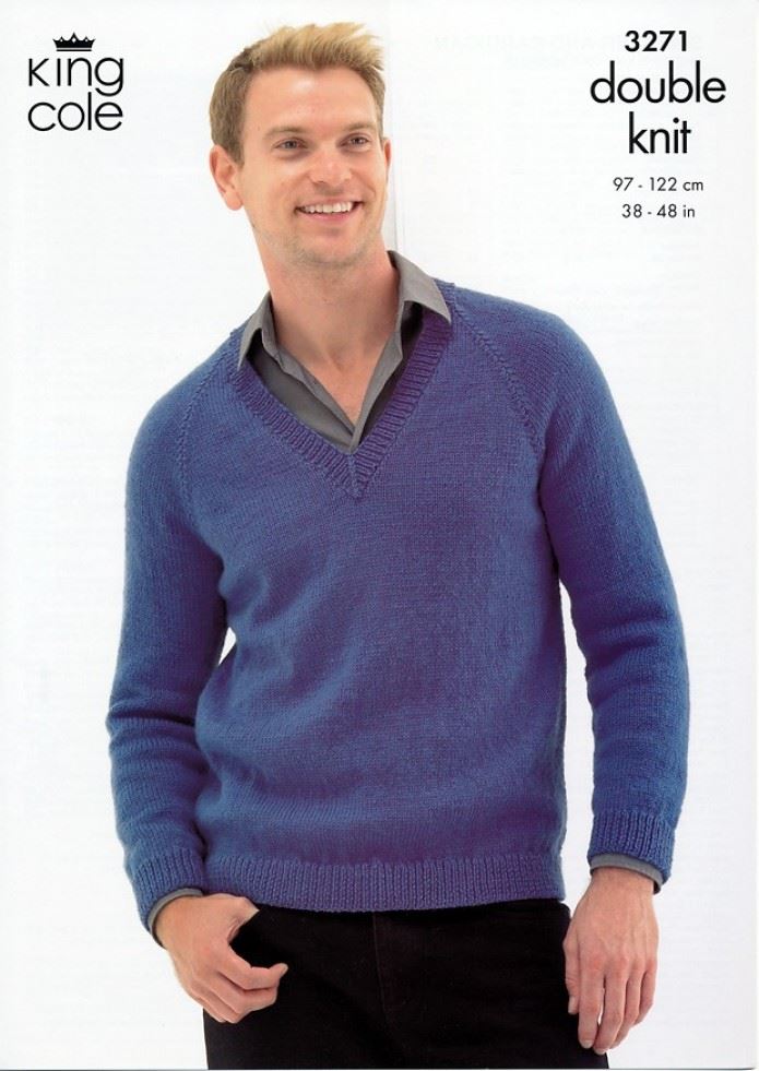 King Cole Merino Knitting Pattern 3271, Cardigans and Sweaters for Men - 38 - 48 Inches - Intermediate