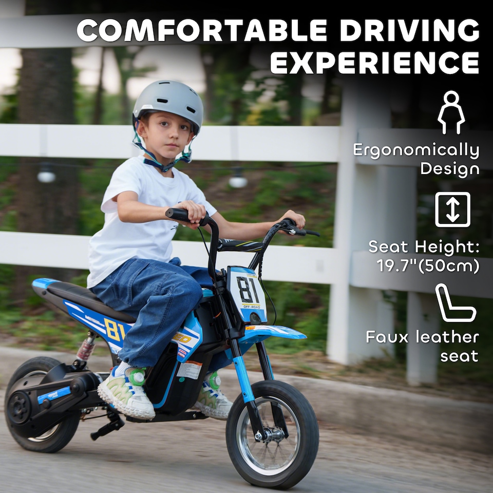 image 1 of AIYAPLAY 24V Battery Powered Ride On Motorcycle with Rear Suspension, Blue