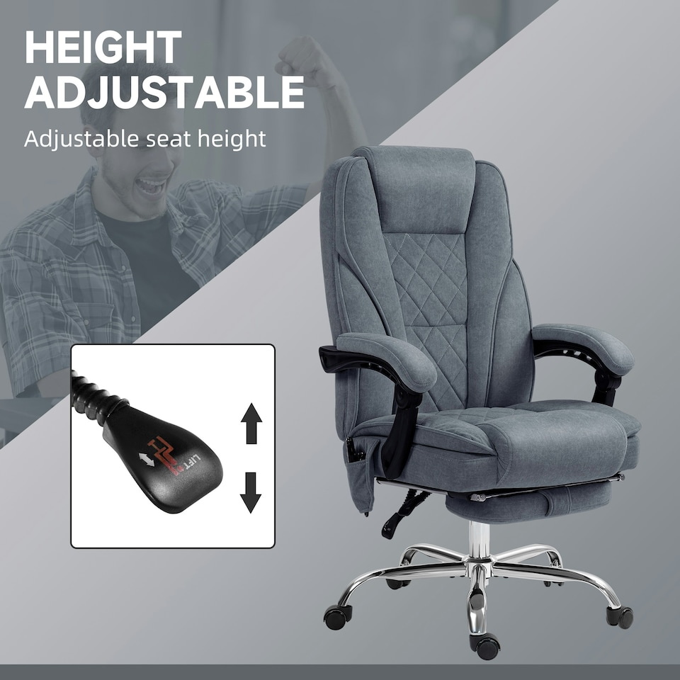 image 1 of Vinsetto Massage Office Chair, Heated Reclining Desk Chair, Dark Grey