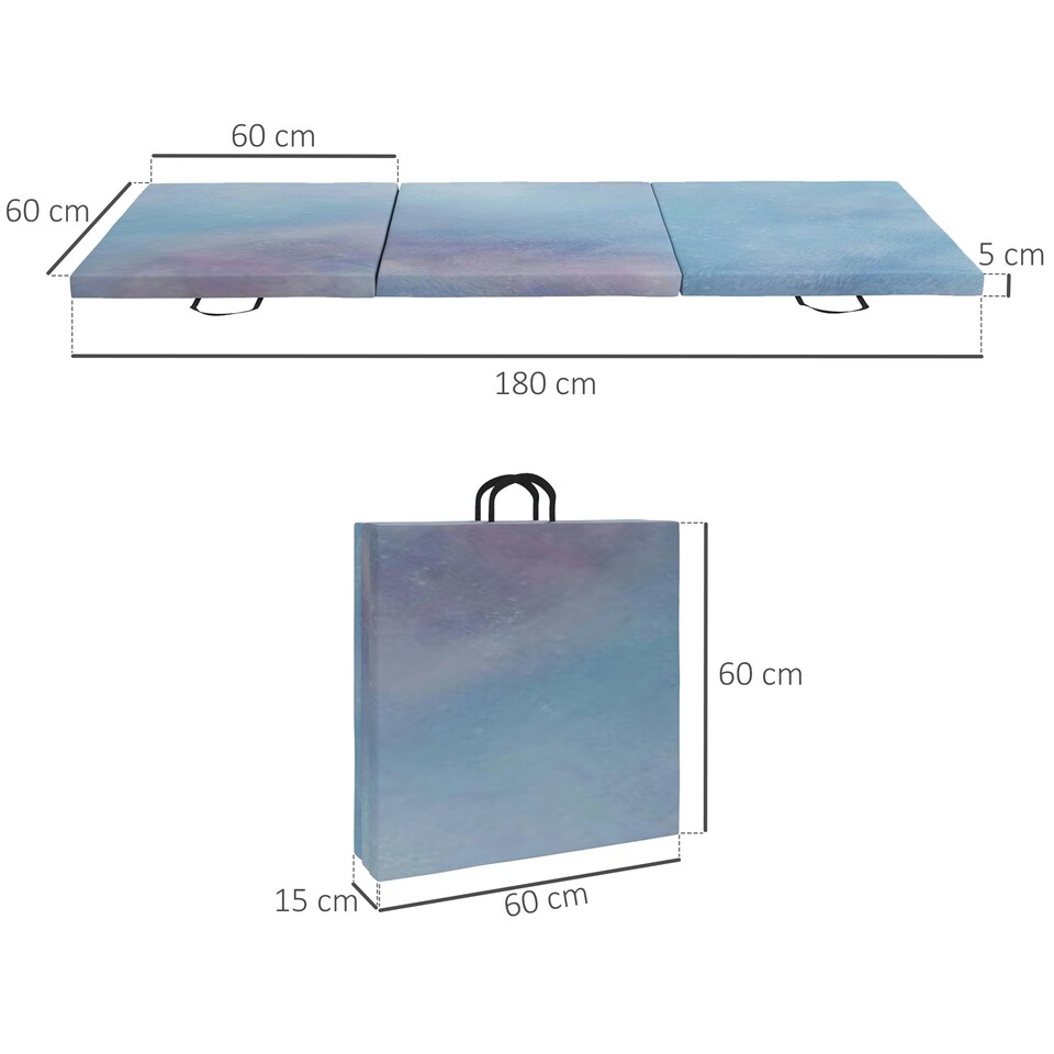 image 1 of HOMCOM 6FT Foldable Gymnastics Mat, Tri-Fold 2" Thick Crash Mat, Blue