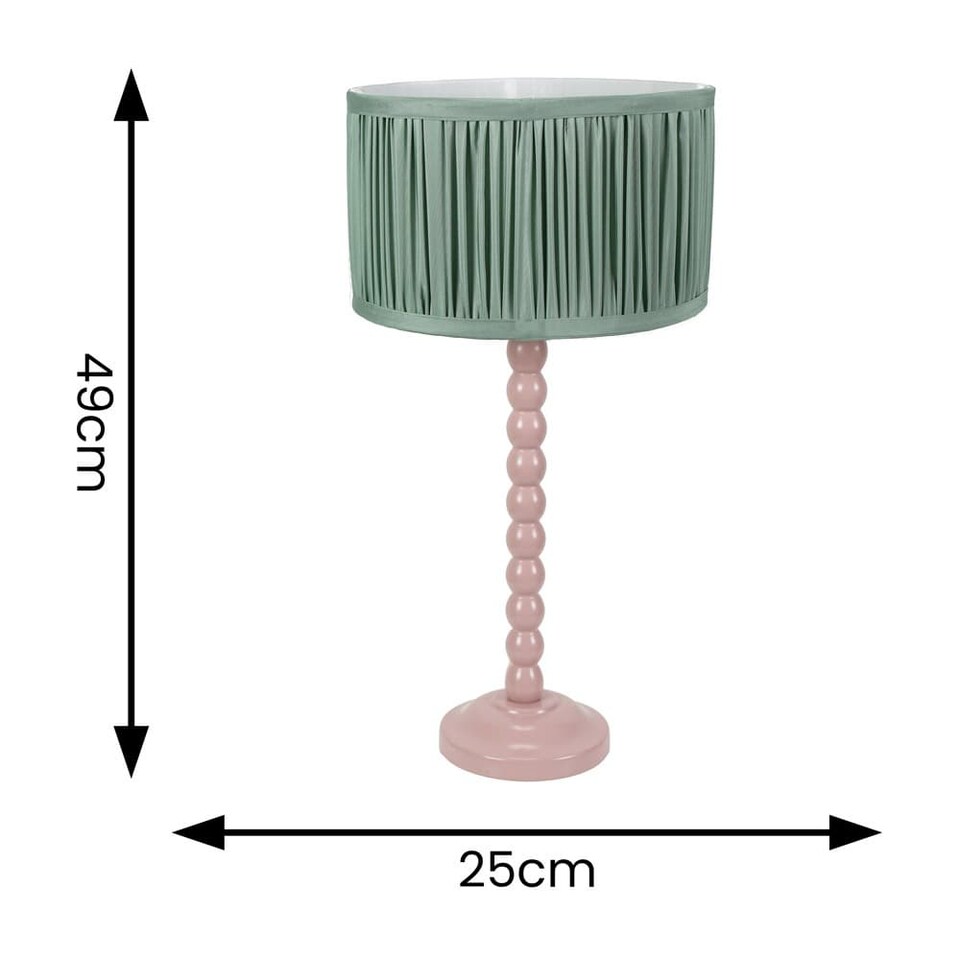 image 1 of ValueLights Bobbins Rose Table Lamp Ruched Pleat Green Shade