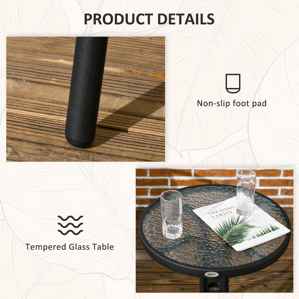 image 1 of Outsunny 3 Pieces Rattan Bistro Set, 2 Seater Garden Furniture Set with Coffee Table and Stackable Chairs, Wicker Outdoor Table and Chairs for Garden, Porch, Balcony, Black