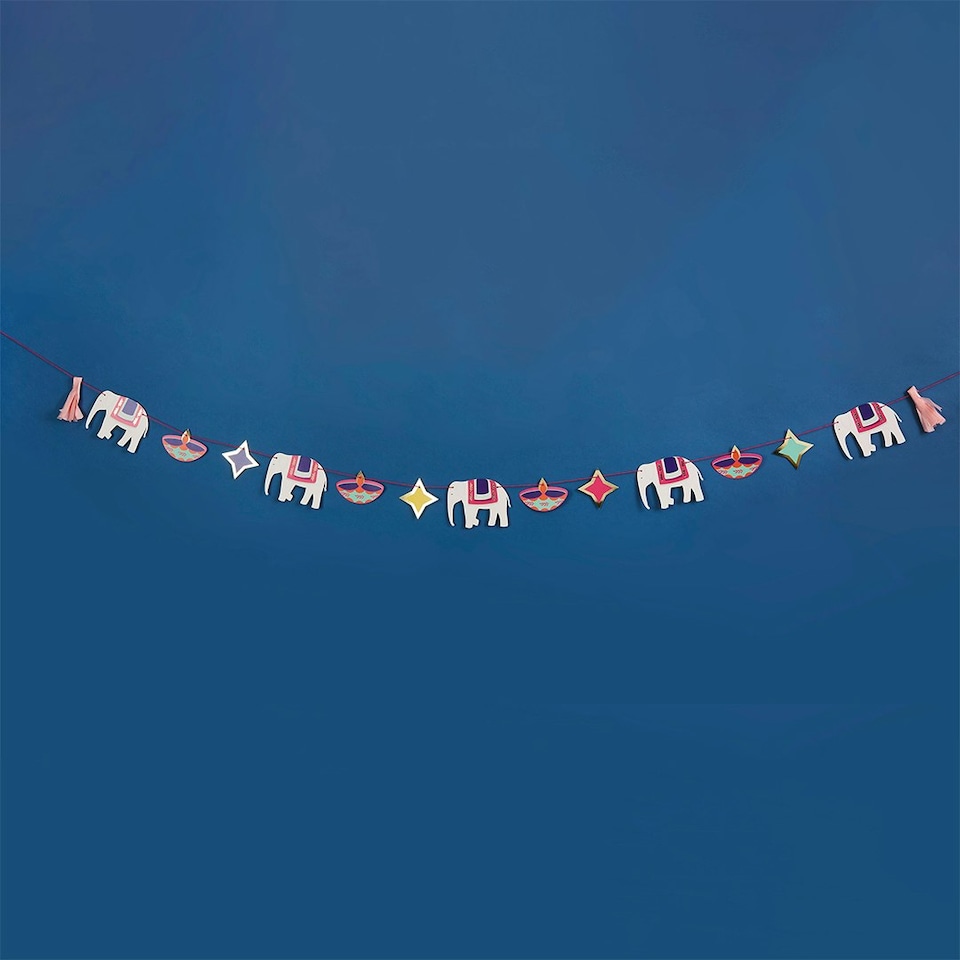 image 1 of Diwali Tissue Tassel Card Party Garland 2.5m