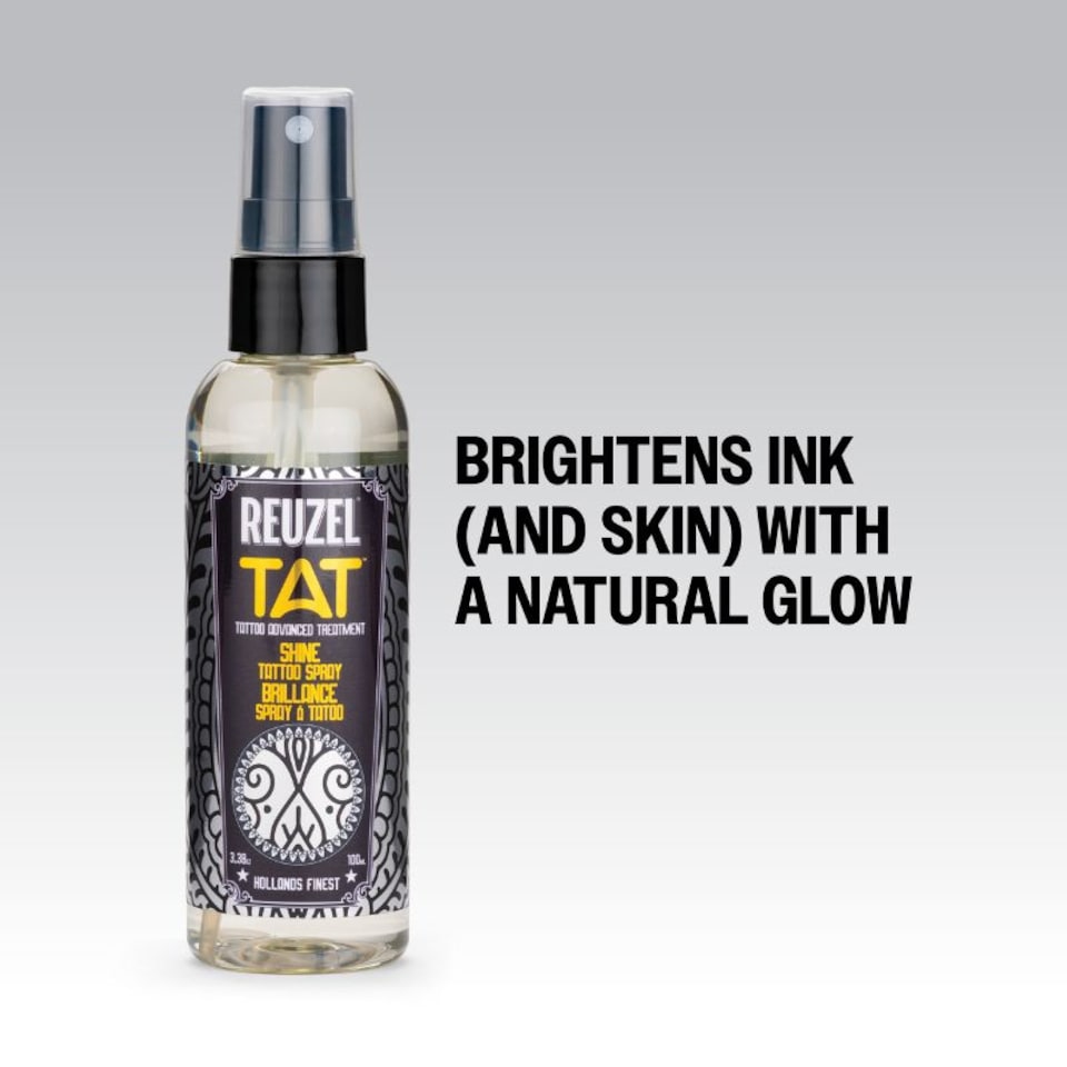 image 1 of Reuzel Shine Tattoo Spray Delivers Instant Color Pop Fast Absorbing, Non Greasy Formula Leaves Skin Soft with Youthful Appearance Protects Tattoos from Sweat Vegan Paraben Free 100 ml