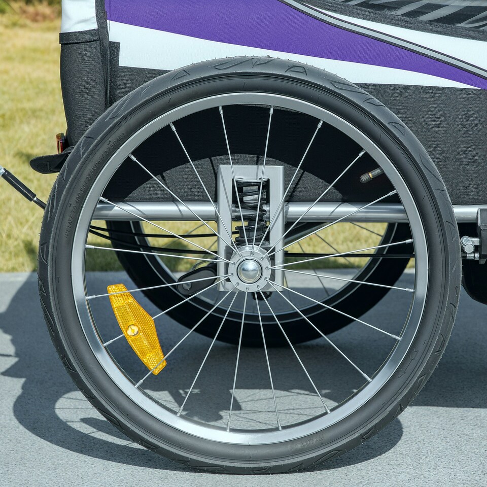 image 1 of HOMCOM 2 Seat Child Bike Trailer, Baby Bicycle Trailer for 2 Kids, Purple