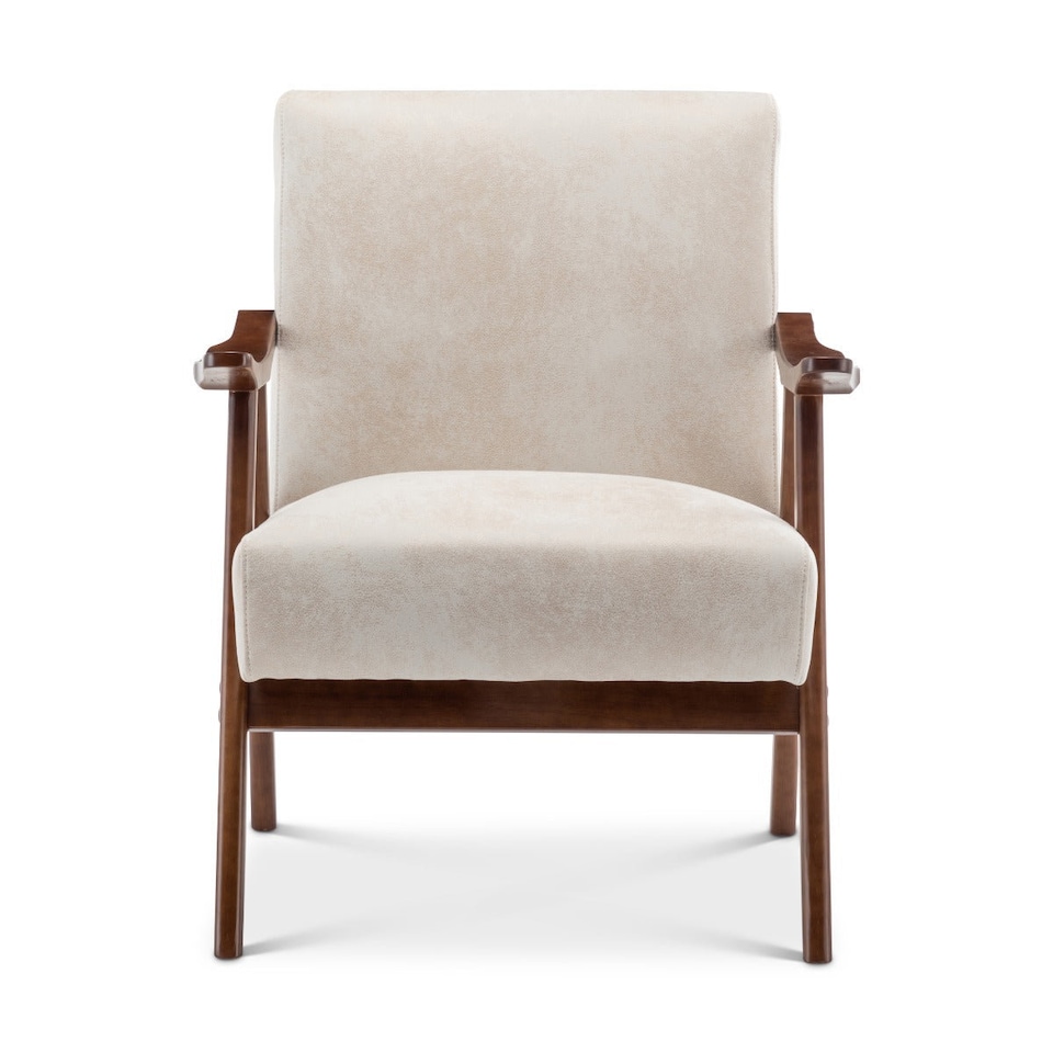 image 1 of Faux Leather Suede Cream Selma Accent Chair