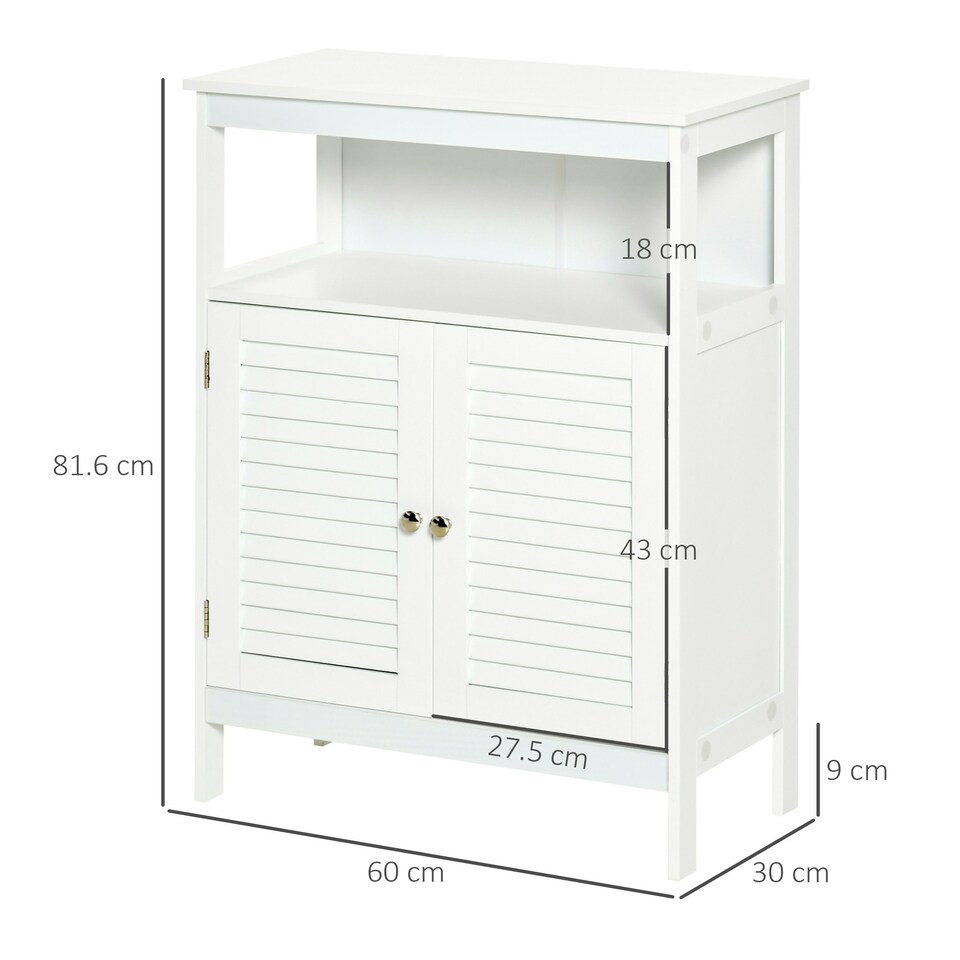 image 1 of kleankin Wooden Bathroom Floor Cabinet with Door Corner Storage Oragnizer White