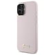 image 4 of Guess Script Metal Logo & Frame Silicone Case for iPhone 16 6.1 Pink - GUHCP16SSMBSLP