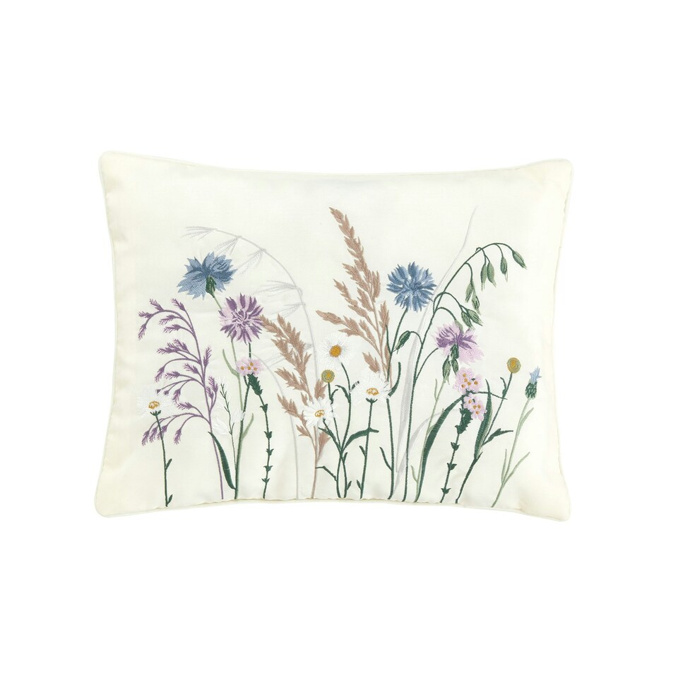 image 1 of Catherine Lansfield Grasmere Floral Embroidered 30x40cm Cushion Lilac Purple | Lilac