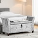 image 1 of Vida Designs Seville Storage Ottoman Bedroom Hallway Chest Bench, Crushed Velvet Silver | Silver | Silver