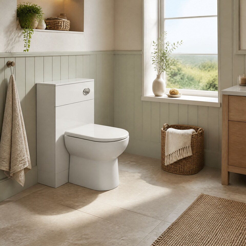 image 1 of Balterley Bathroom Rectangular Cistern Concealed Slimline WC Toilet Unit | White | Gloss White | 1