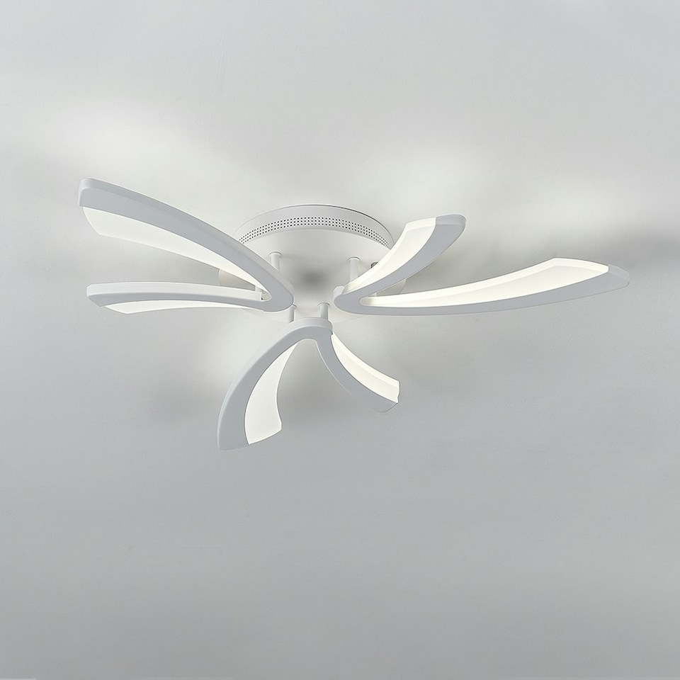 image 1 of Living and Home Unique V-Shaped LED Semi Flush Ceiling Light, 70cm Dia x 6.5cm H | White