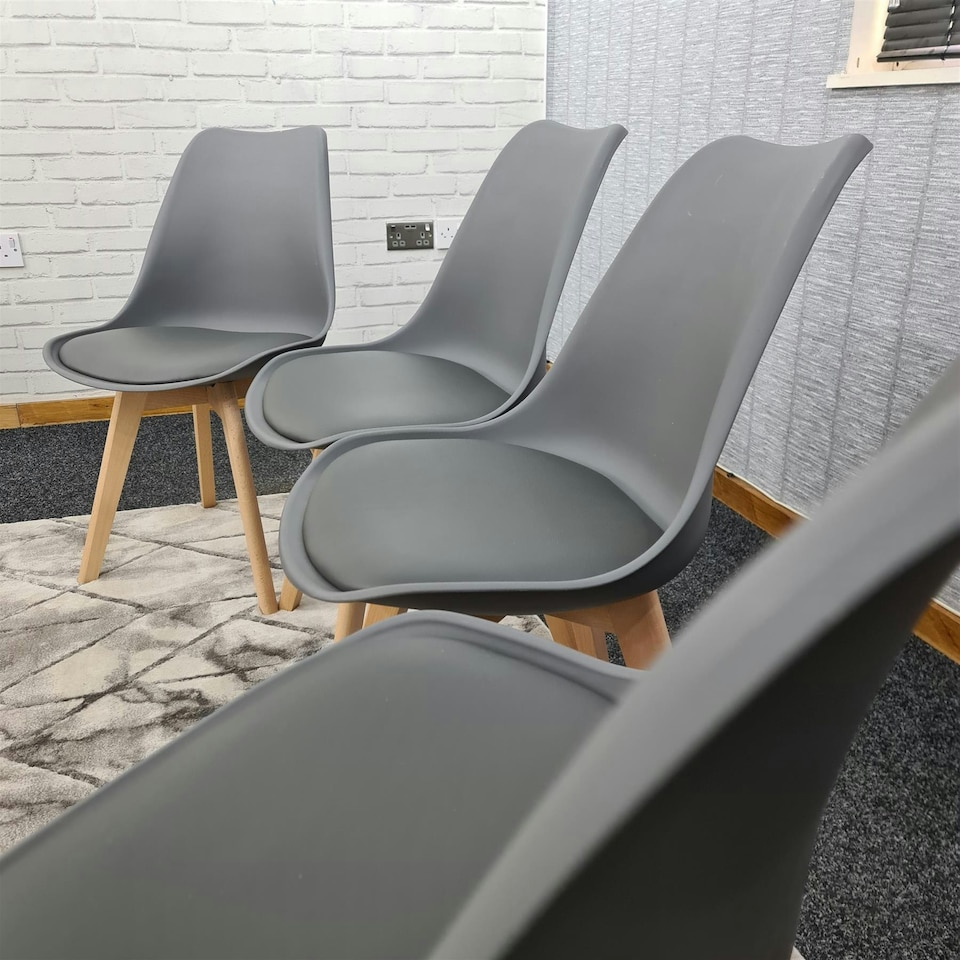 image 1 of Dining Chairs Set of 4 Grey Leather Kitchen Table Grey