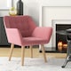 image 2 of HOMCOM Velvet-Feel Accent Chair with Arms Slanted Back Wood Legs Pink