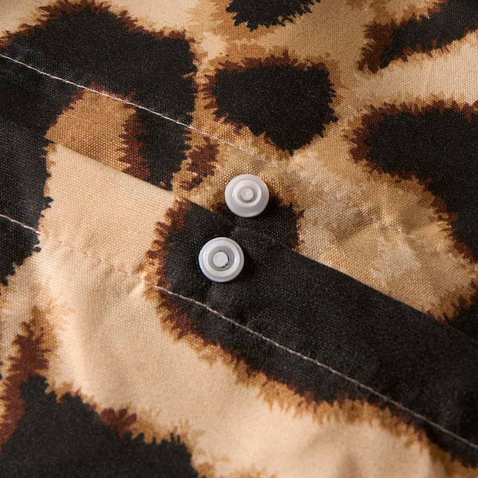 image 1 of OHS Leopard Print Reversible Duvet Cover and Pillowcase Bedding Set, Single - Brown