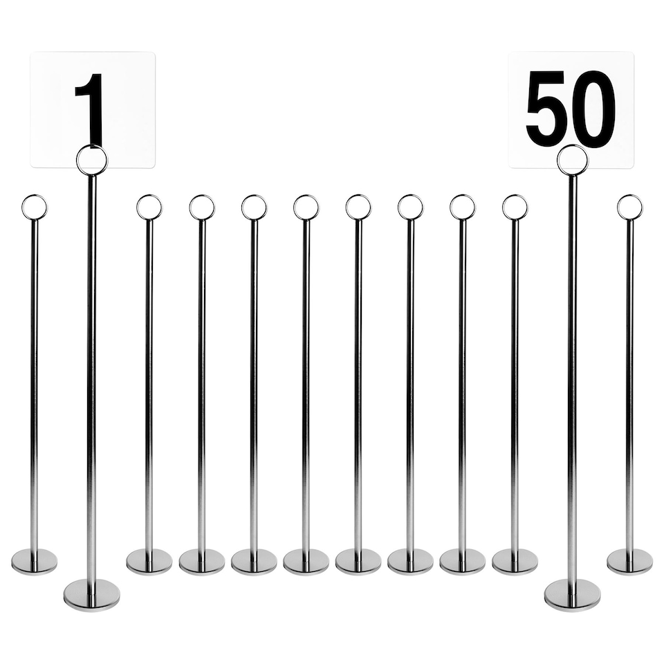 image 1 of Argon Tableware Table Numbers with 46cm Holders - 46cm - Silver - Pack of 50 | Silver | Silver