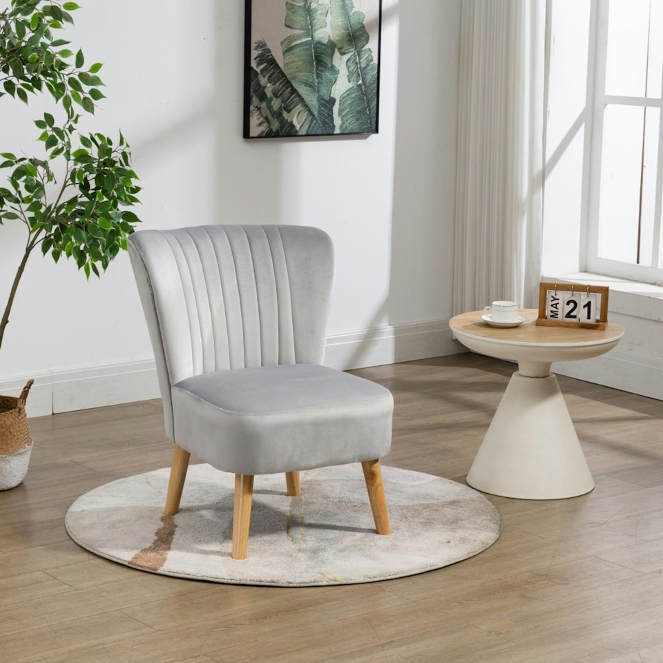 image 1 of Arezza Velvet Accent Chair - Silver