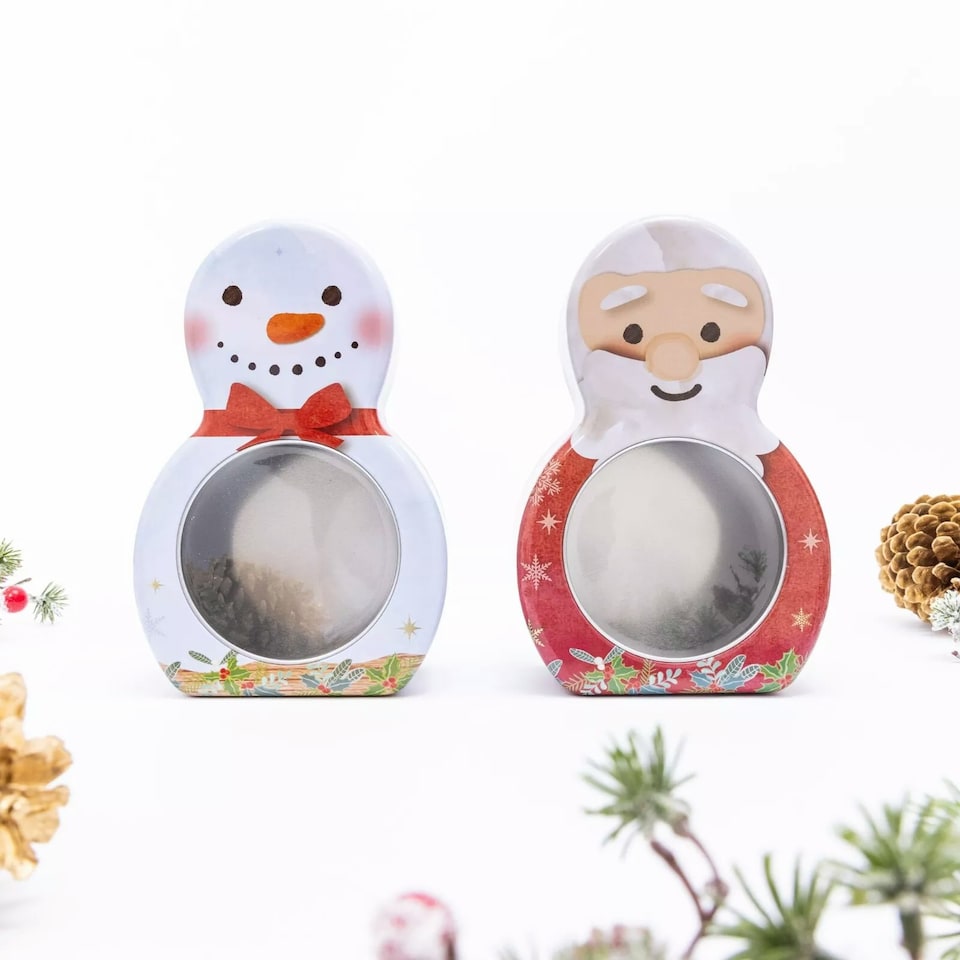 image 1 of 2 Set Santa & Snowman Christmas Tins
