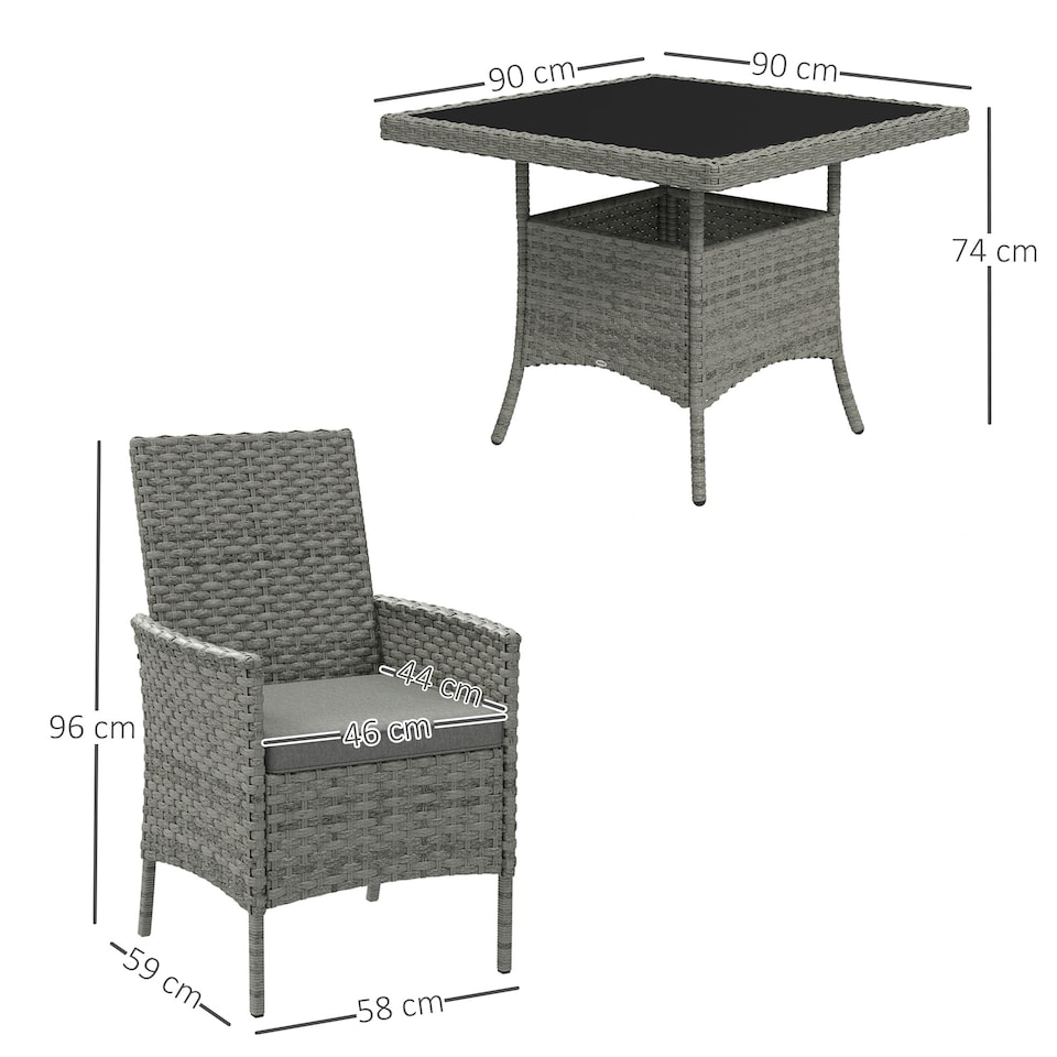 image 1 of Outsunny 4 Seater Rattan Garden Furniture Set with Cushion