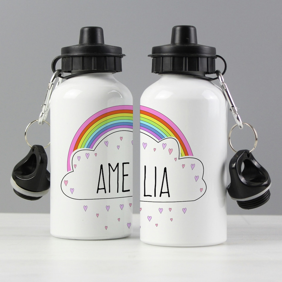image 1 of Personalised Rainbow Drinks Bottle White | One Size