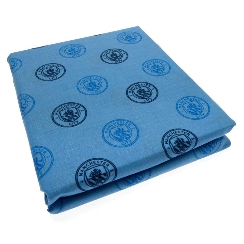 image 1 of Manchester City FC Repeat Crest Curtains 72" Blue