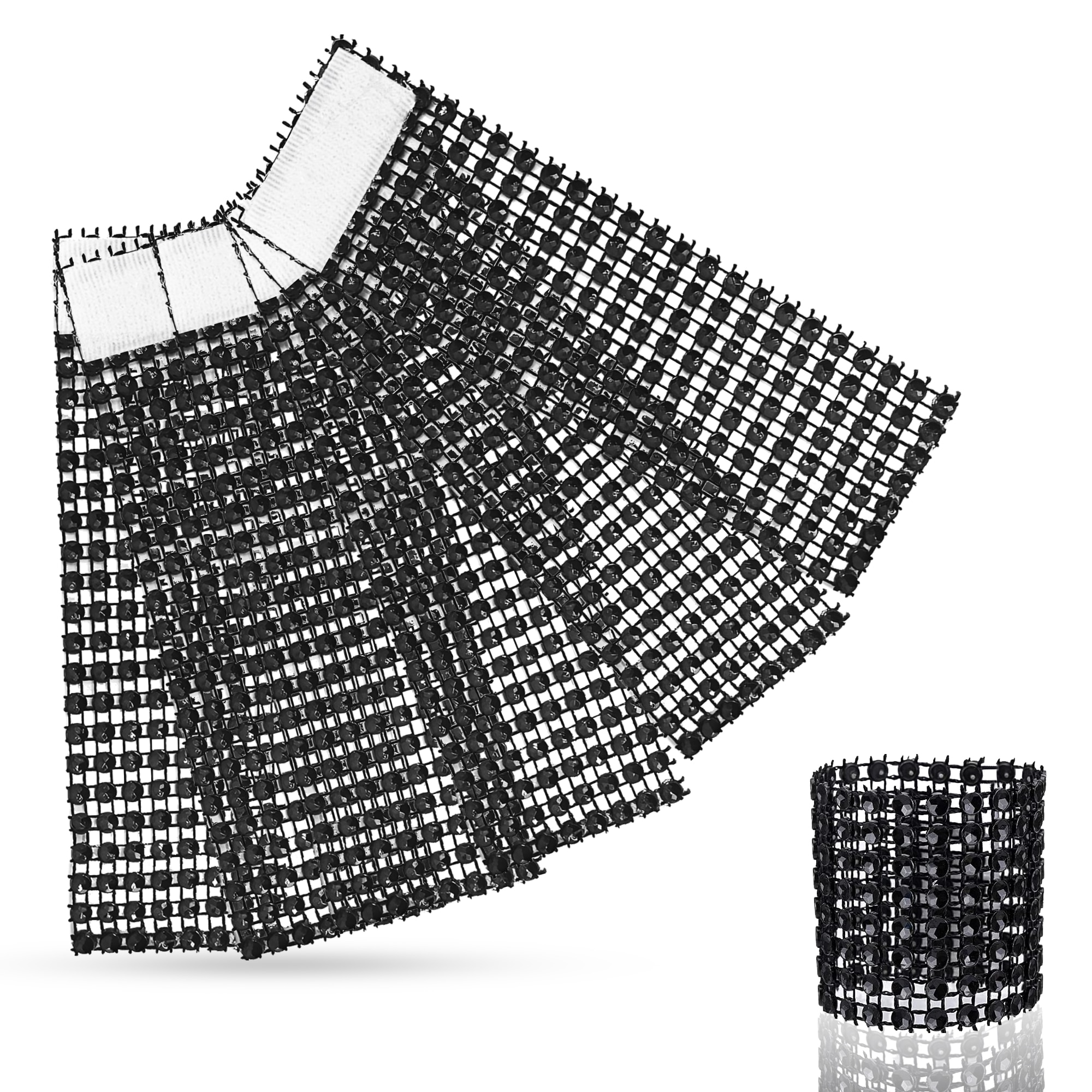 Neel Blue Set of 10 Napkin Rings Holder Stripe Buckle for Table Decoration, 13cm x 4cm in Black | Size: 13 cm x 4 cm