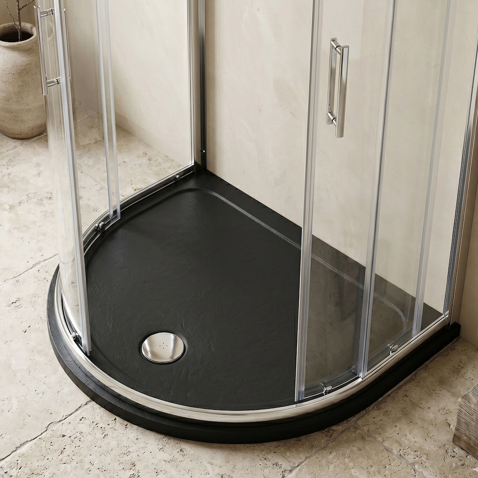 image 1 of Balterley Premium D Shape Shower Tray | Grey | Grey Slate